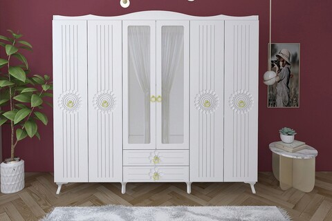 Dulap pentru haine, Glenevis, Elif 416, 210x188x50 cm, Alb Glenevis