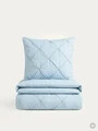 Lenjerie de pat King Size, Aurea, Homla, 200x220 cm, 3 piese, bumbac/lyocell, albastru