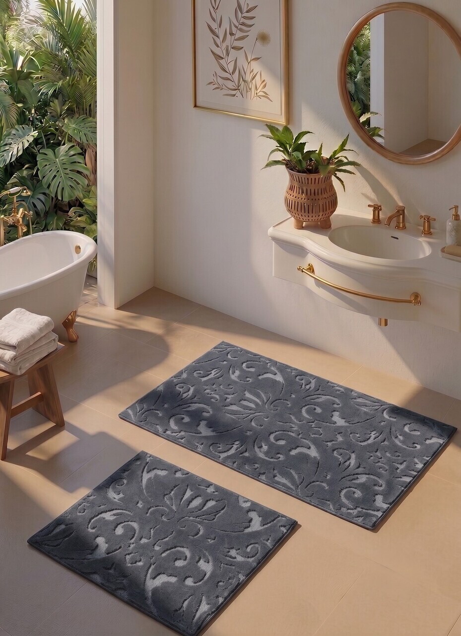 Set covorase de baie, L'essentiel Maison, Elena, Gri inchis — imaginea 2