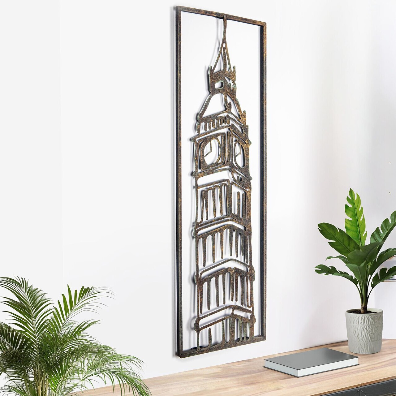 Decoratiune de perete, Big Ben Tower, Metal, Grosime: Tablă metalică 1,2 mm, Vintage
