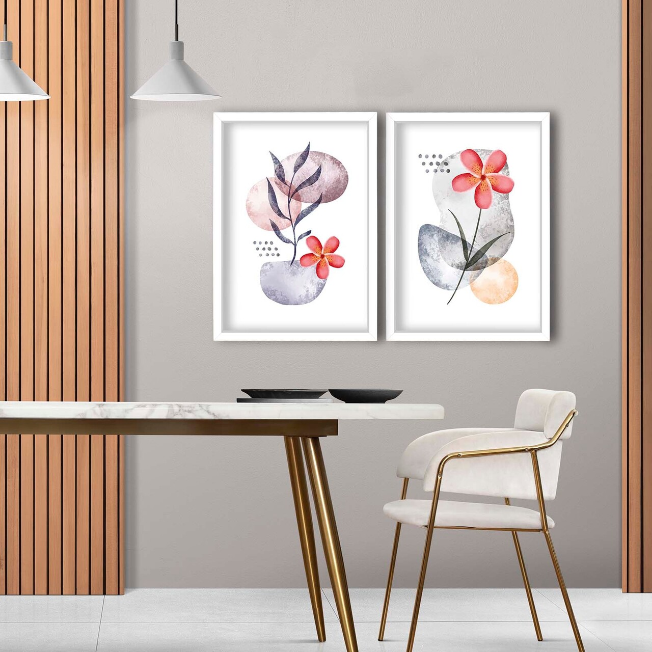 Set 2 tablouri decorative, 2p3752softct-009, Lemn, Multicolor - view 2