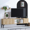 Comoda TV, Emerald, Vesta, 150x47x35 cm, Stejar safir / negru