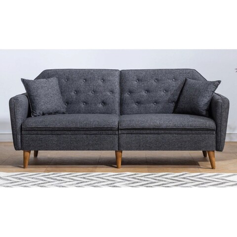 Canapea extensibila cu 3 locuri, unique design, 867unq1319, lemn de carpen / metal, gri inchis