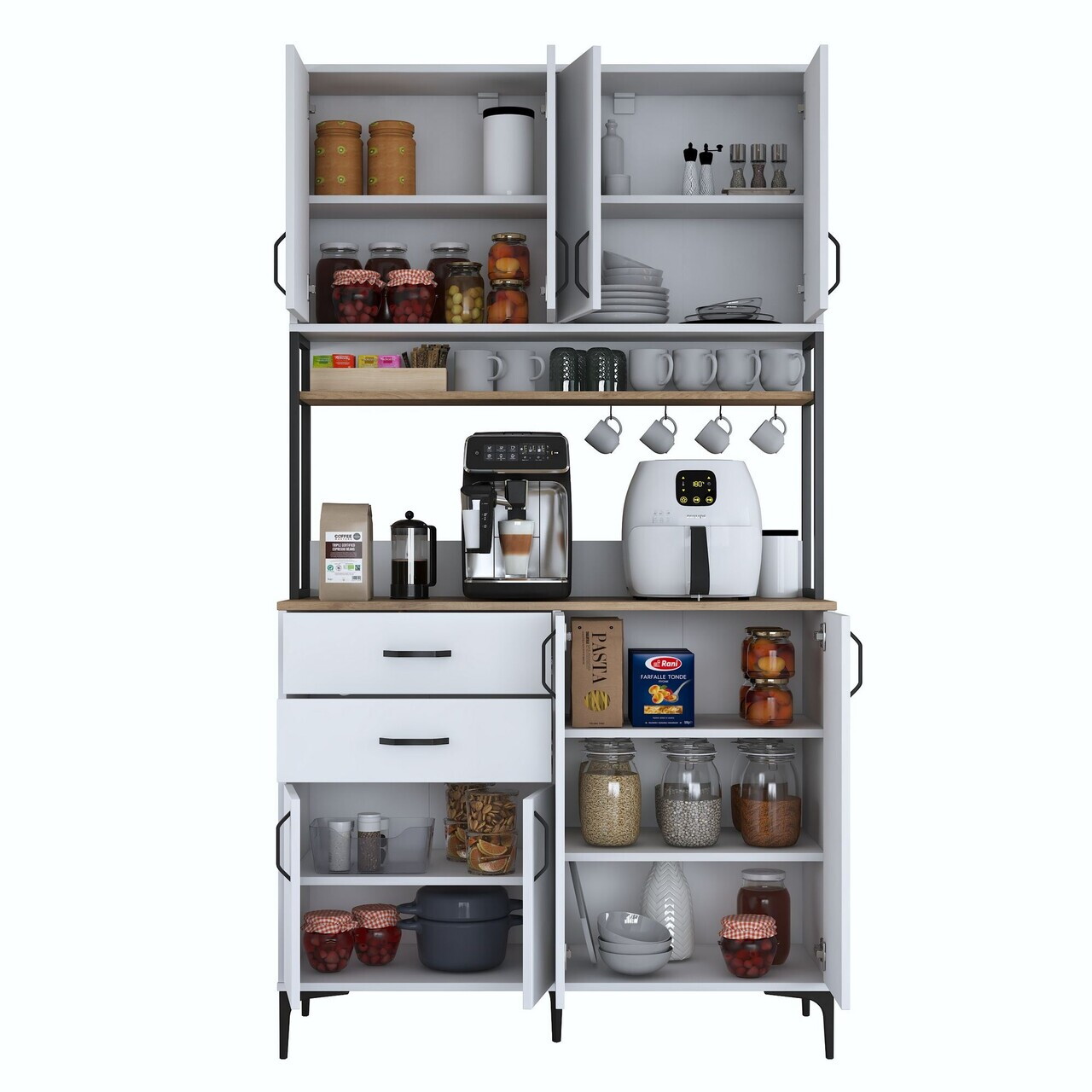 Dulap multifunctional, Hanah Home, JE213, 120x218.6x45 cm, PAL melaminat, Alb/Maro - view 10