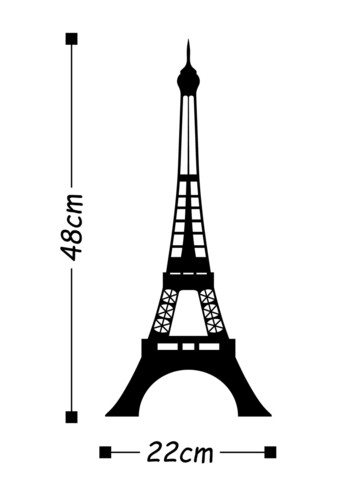 Decoratiune de perete, Eiffel Tower, Metal, Dimensiune: 22 x 48 cm, Negru