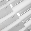 Set 5 cutite + suport Masterset, Homla, lemn/inox, natur/argintiu