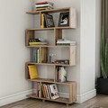Biblioteca Elif, Kalune Design, 90x20x156 cm, maro
