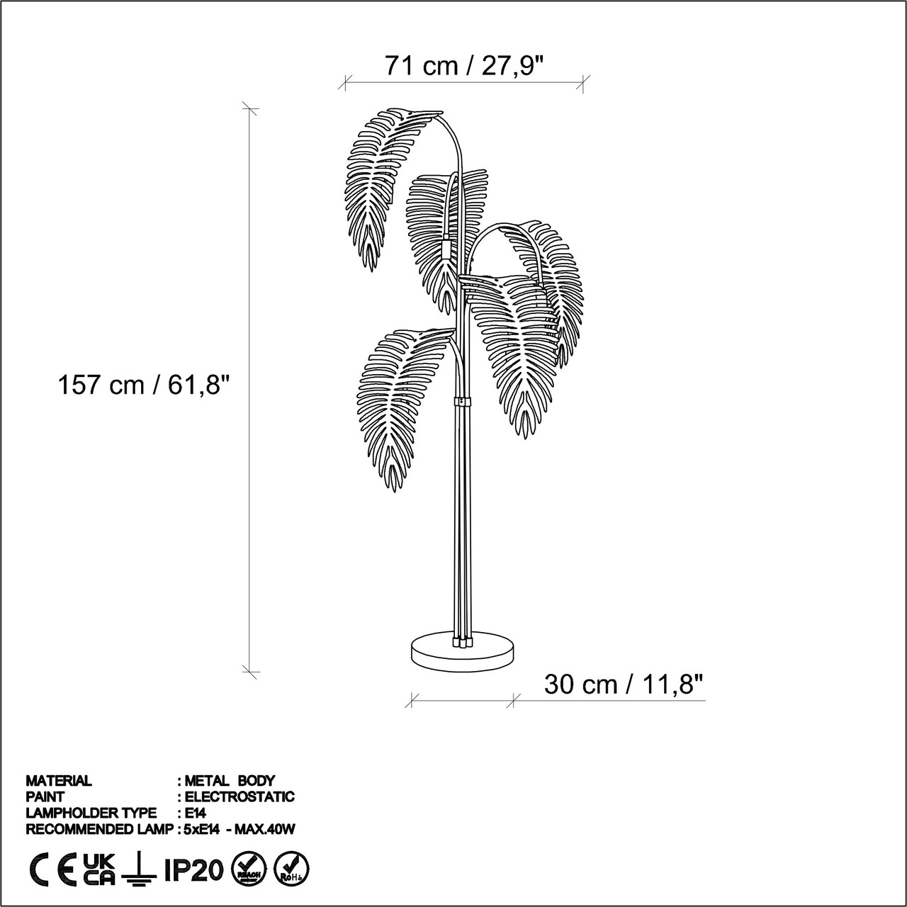 Lampadar, L'essentiel Maison, 521SHN2273, Negru/Verde - view 7