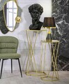 Set 2 masute inalte, Hexagon, Mauro Ferretti,  Ø50 x 100 cm/40 x 80 cm, fier/MDF/oglinda, auriu