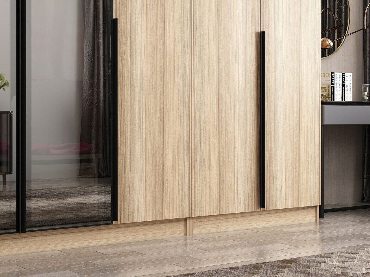 Dulap pentru haine, Hanah Home, Nisa, 315x210x52 cm, Dore — imaginea 5