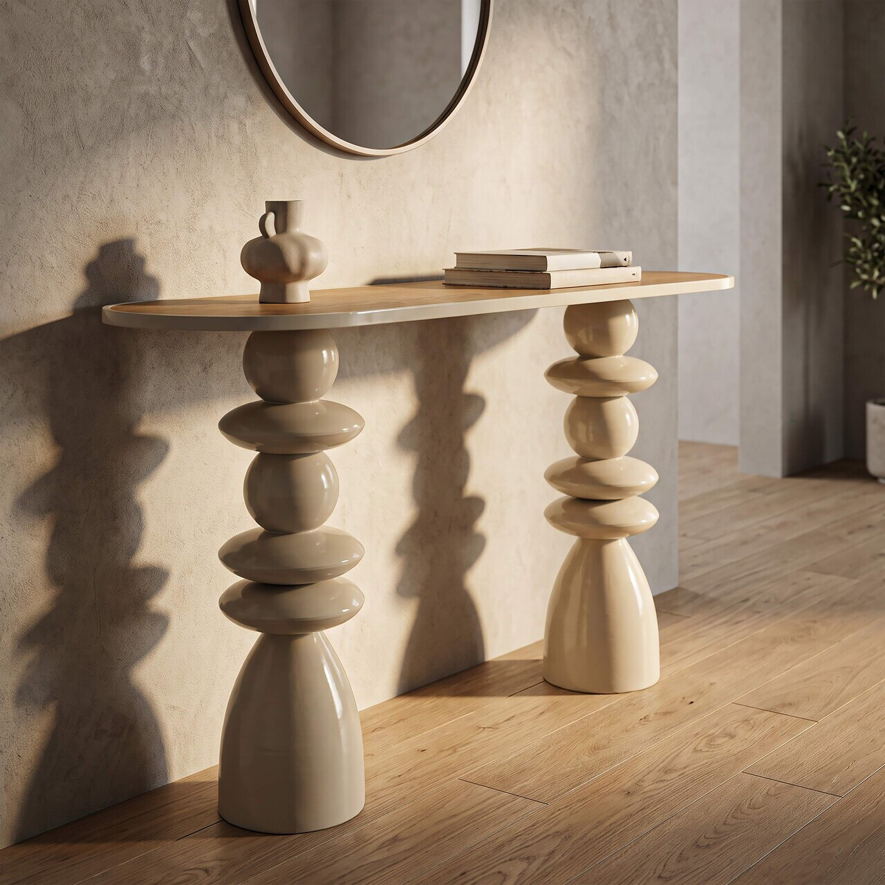 Consola, Daphne, Mauro Ferretti, metal/MDF, 150x77.5 cm, crem