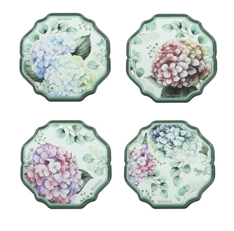 Set 4 suporturi de pahare, Flora, Brandani, , ceramica/pluta
