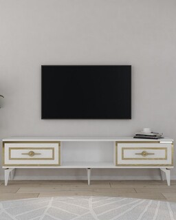 150x44.6x29.6 cm, Alb;Auriu