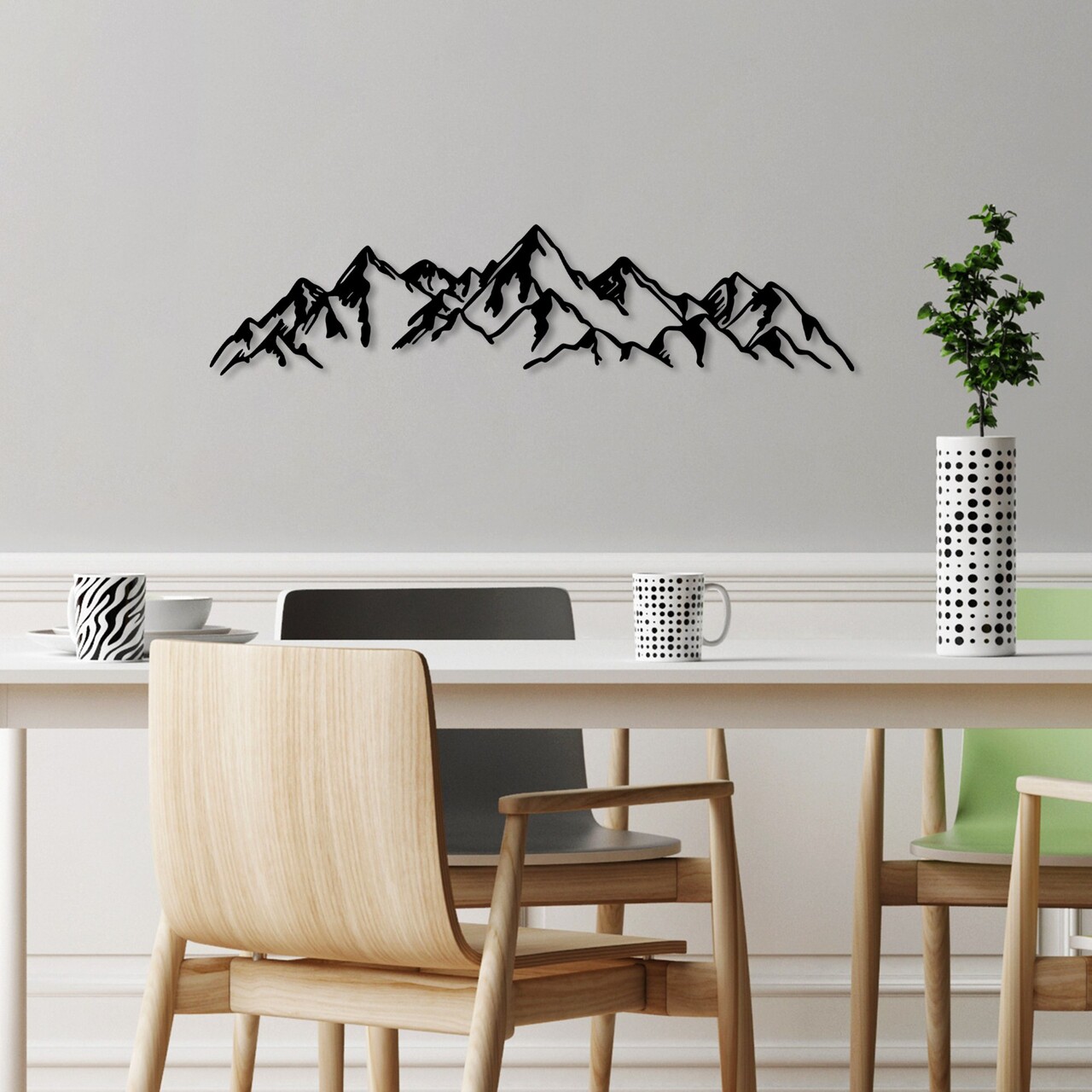Decoratiune de perete, Mountain View, Dimensiune: 62 x 14 cm, Negru - view 2
