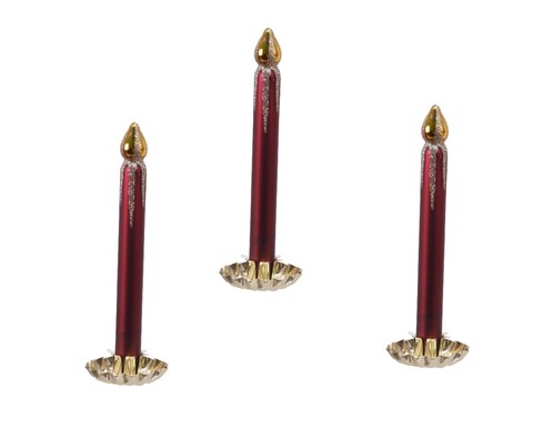 Set 3 lumanari decorative, Decoris, 4.3x4.8 cm, sticla, visiniu