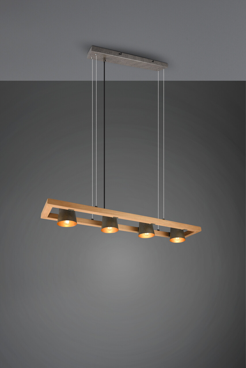 Lustra Bell, TRIO, 100x21x150 cm, 25W, 4x E14, metal, gri/natur - 1 | YEO