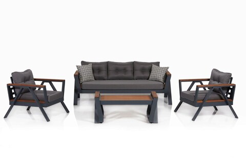 Set mobilier de gradina, Clara, Atlas Bahçe Oturma Grubu, Gri închis/negru Clara