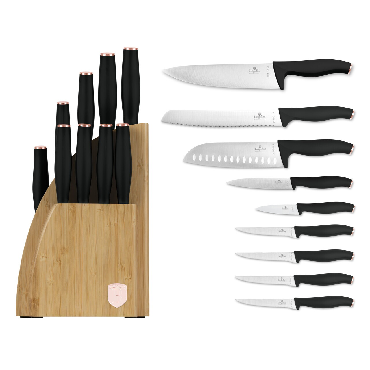 Set 9 cutite cu suport Berlinger Haus, Black Rose, inox/bambus, negru/natur - view 11