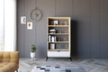 Corp biblioteca, Puqa Design, Numana, 83.6x160x30 cm, PAL, Stejar Safir / Alb