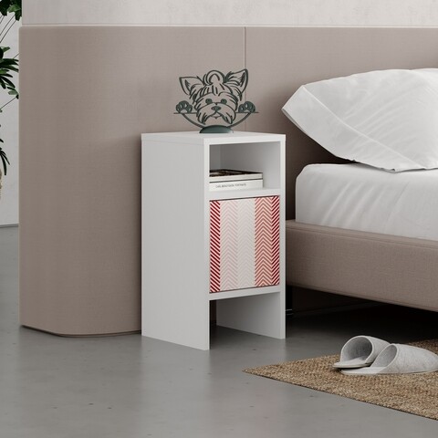 Noptiera Grandma’s – White Zigzag, Decortie, 30x30x58 cm, PAL melaminat, alb 30x30x58 imagine 2022
