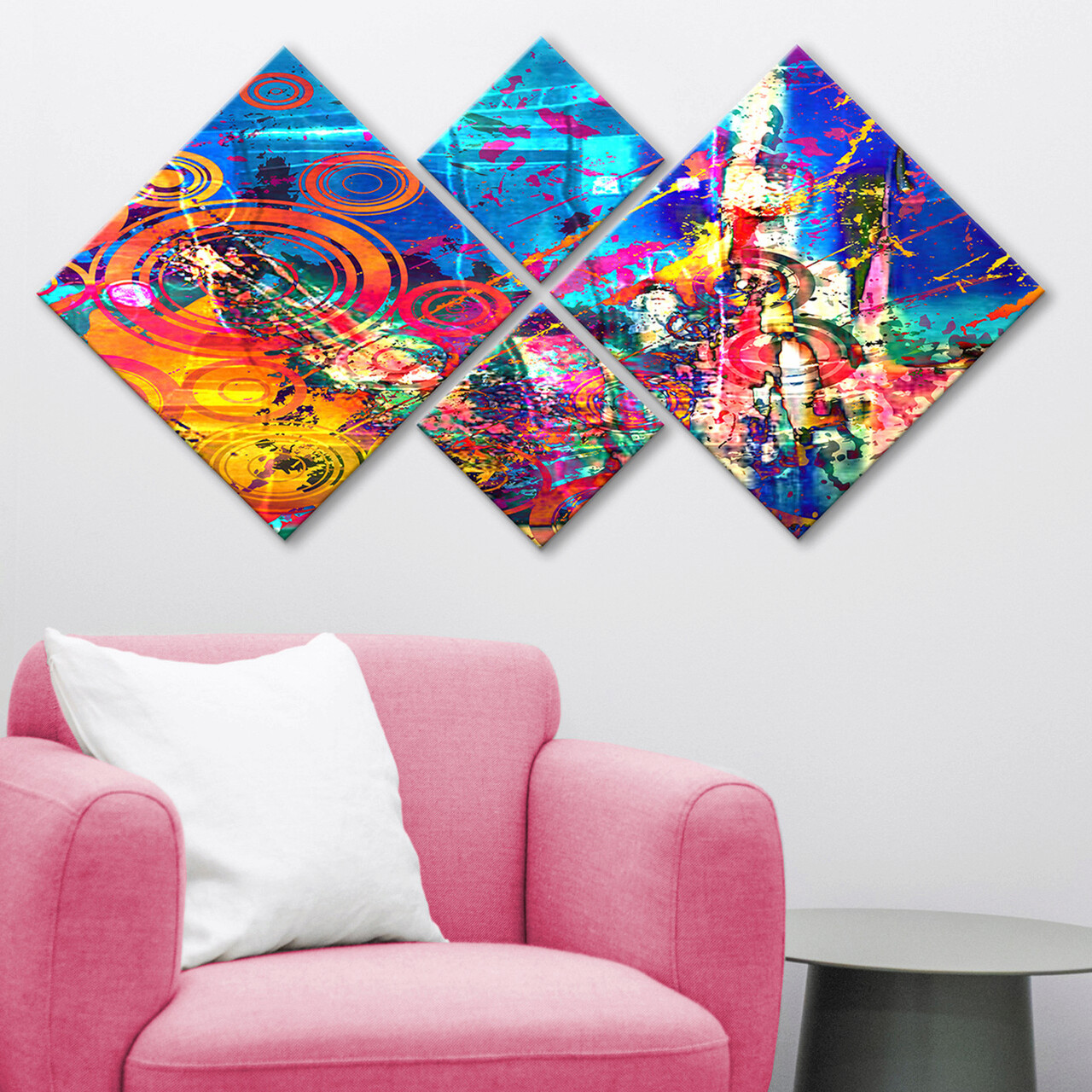 Set 4 tablouri decorative, 4MDF16007432015, MDF, Imprimat UV, Multicolor