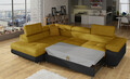 Coltar extensibil stanga 4 locuri, ELTAP, Anton, 272x203x85 cm, lemn/poliester, mustar/negru