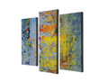 Set 3 tablouri decorative, UC105, Canvas, Lemn, Multicolor