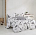 Lenjerie de pat pentru o persoana, Plume - Grey, Pearl Home, Bumbac Ranforce
