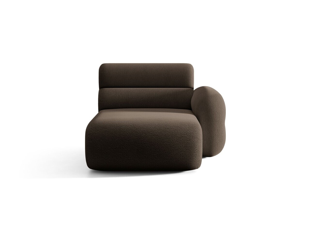 Sezlong living dreapta, Neo, Micadoni Home, 110x165x83 cm, tesatura Boucle, maro