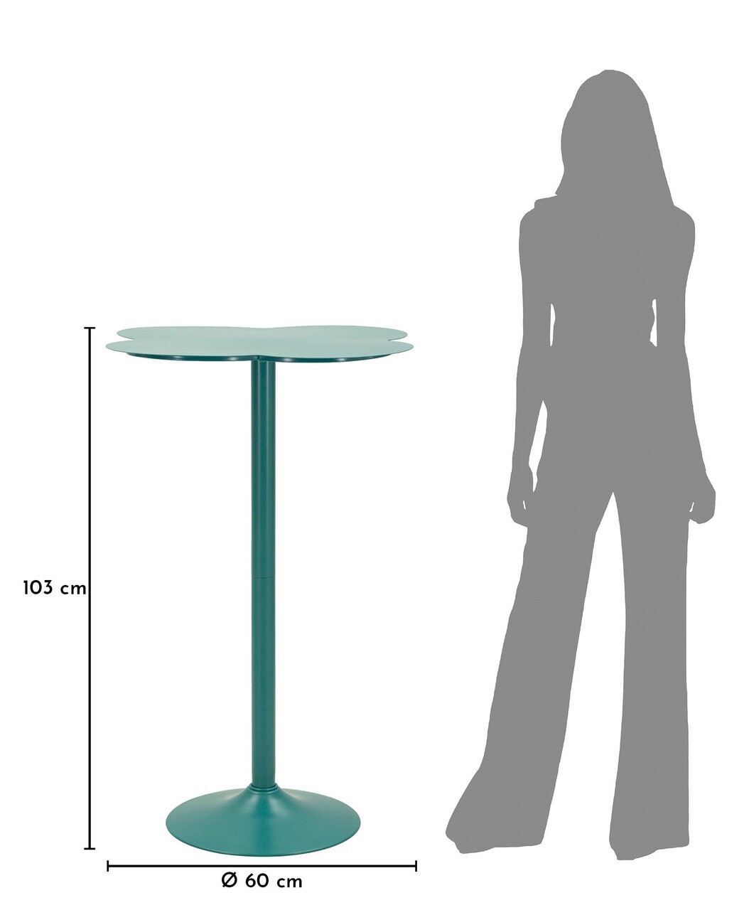 Masa de bar, Mauro Ferretti, Clox, 60x103 cm, metal, turcoaz - imagine 3