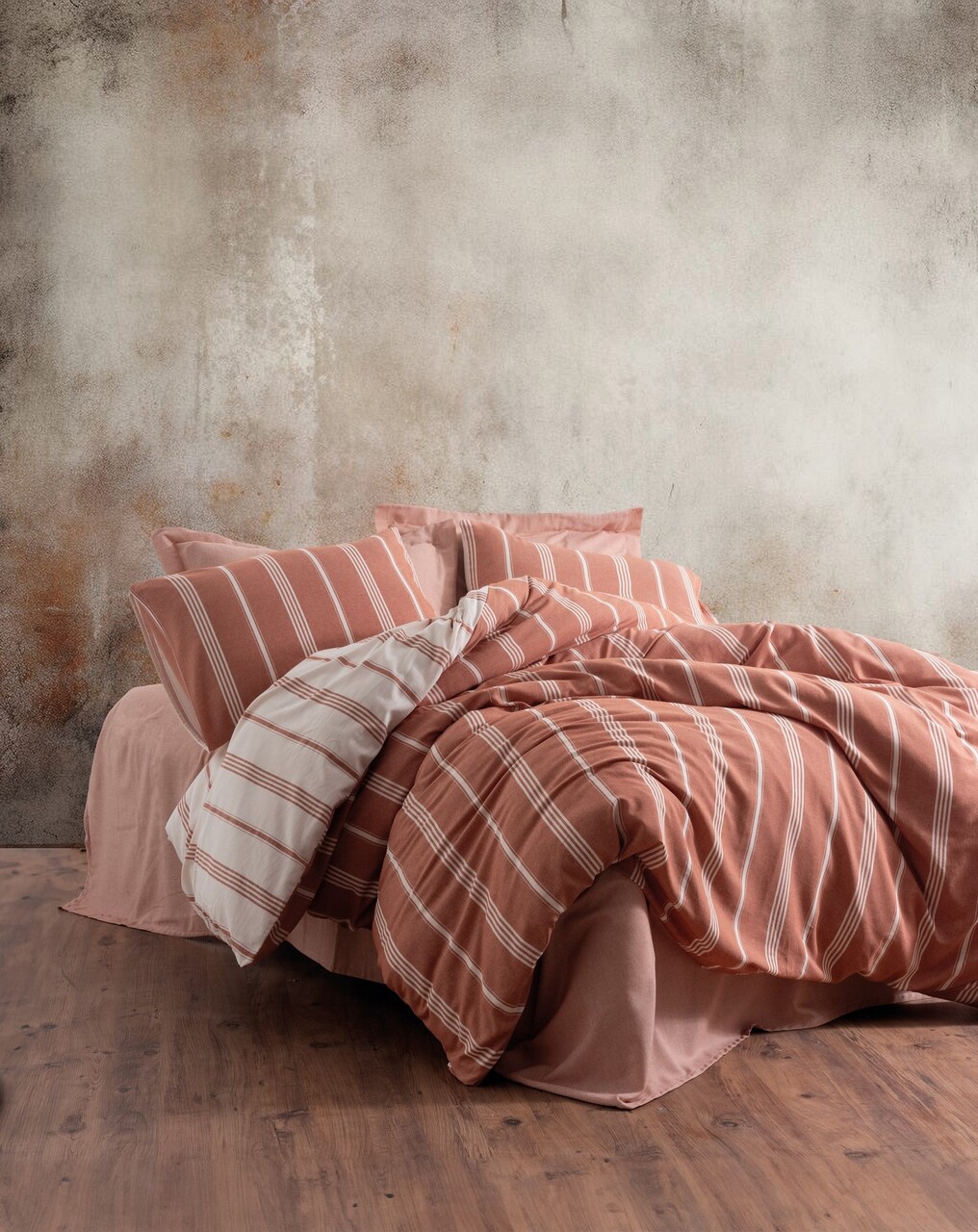 Lenjerie de pat dubla, Jamira - Cinnamon, Cotton Box, 85% bumbac / 15% poliester