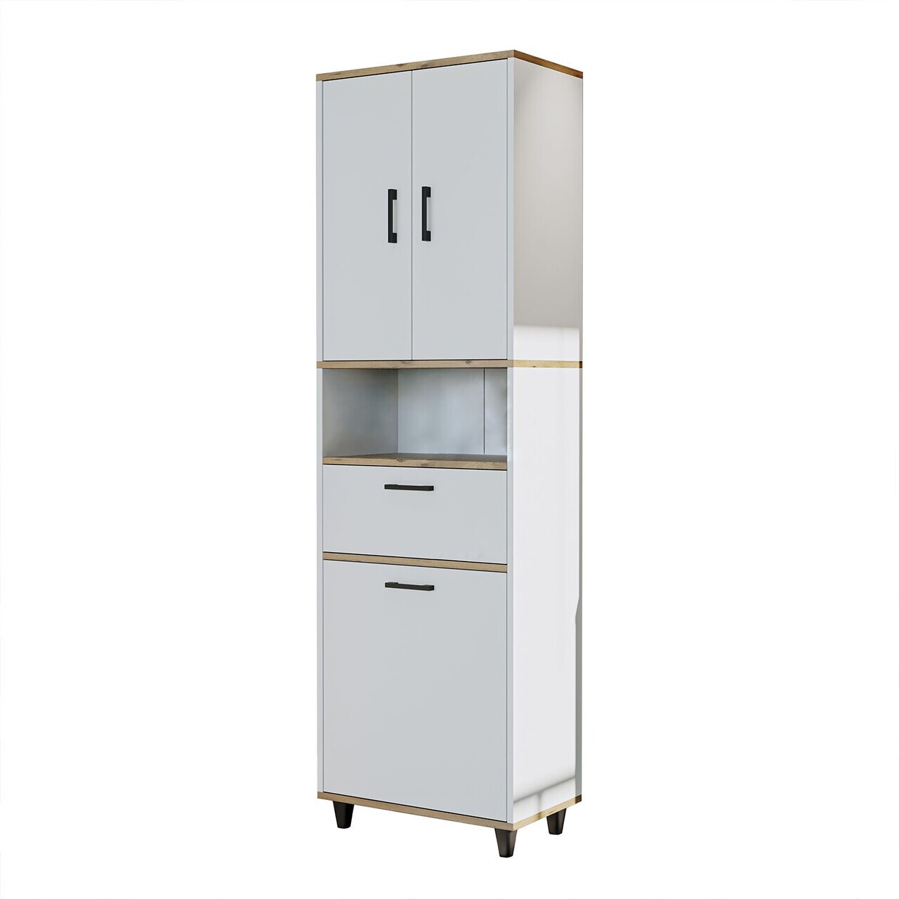 Dulap multifunctional, Hanah Home, 2531, 60x200x35 cm, PAL MELAMINAT, Pin Atlantic / Alb — imaginea 8