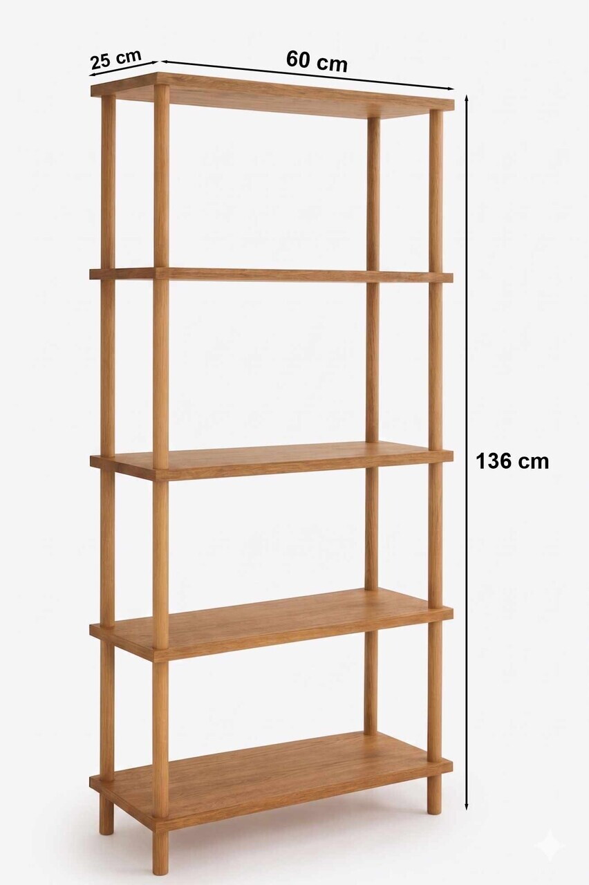 Corp biblioteca, Hanah Home, Pk261, 60x136x25 cm, PAL, Pin — imaginea 5