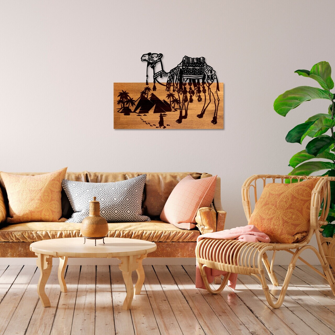 Decoratiune de perete, Yok Deve, Lățime: 58 cm, Nuc / Negru — imaginea 4