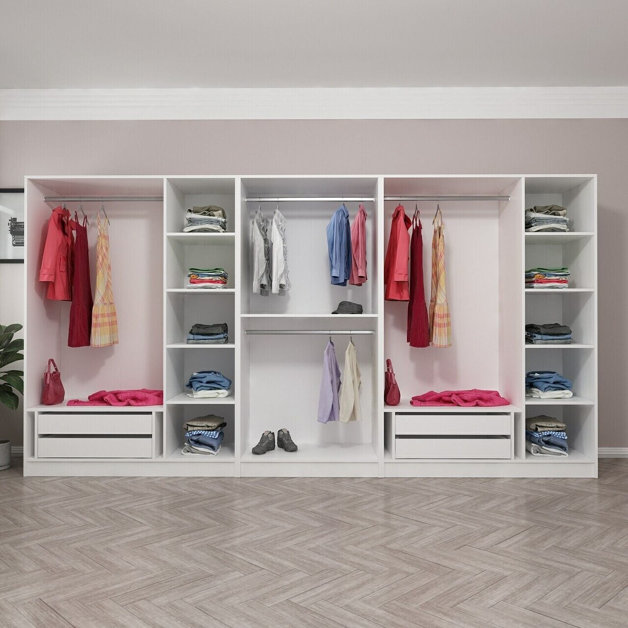 Dulap pentru haine, Hanah Home, Nisa, 360x210x52 cm, Alb — imaginea 6