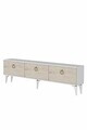 Comoda TV, Hanah Home, Demet, 180x53x30 cm, Alb / Travertin