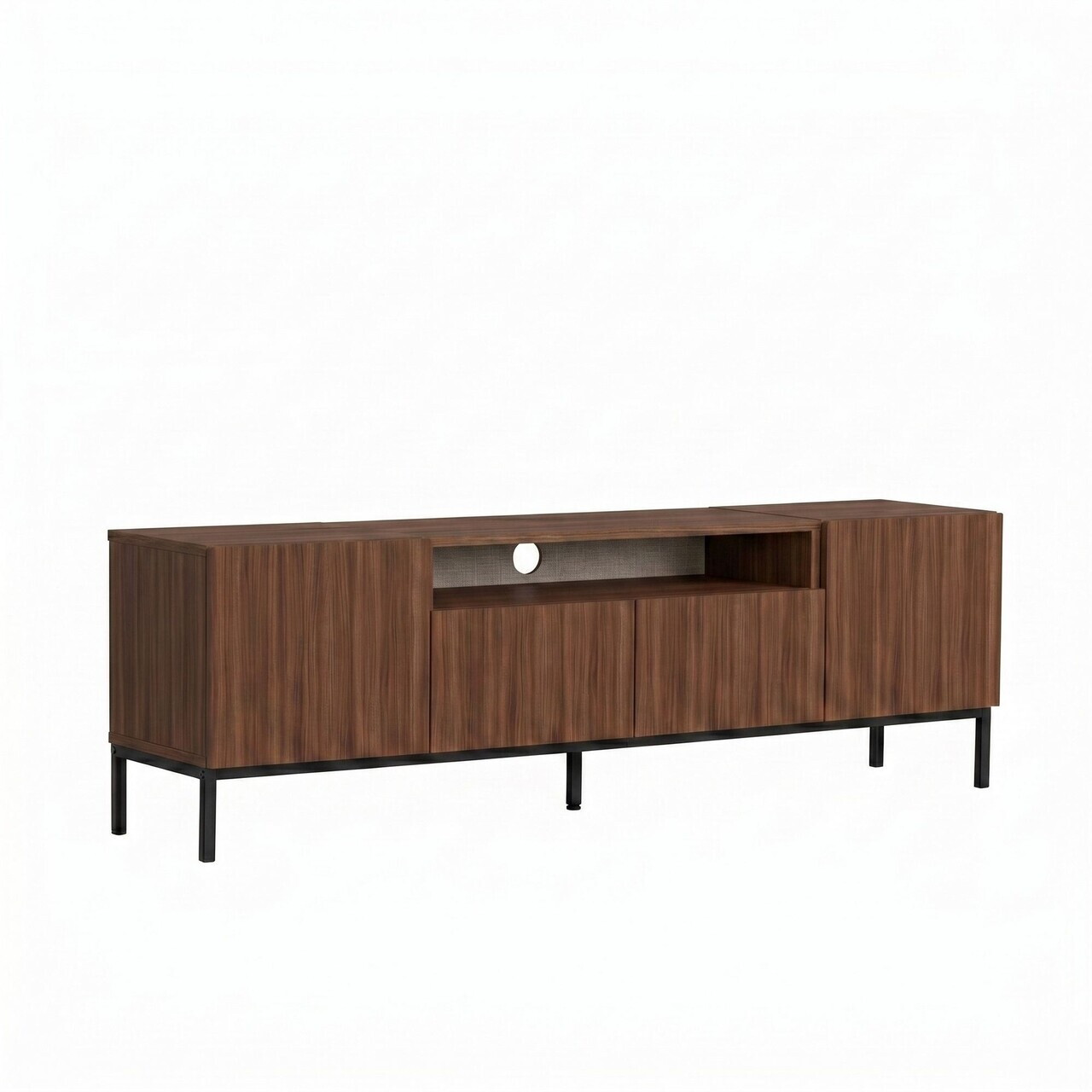 Comoda TV, Nordure, Rivoli, 160x50x35 cm, PAL, Nuc Milano / Negru — imaginea 3