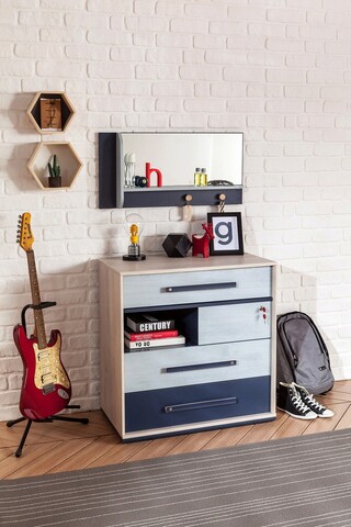 Dulap, Çilek, trio dresser, 80x83x46 cm, multicolor