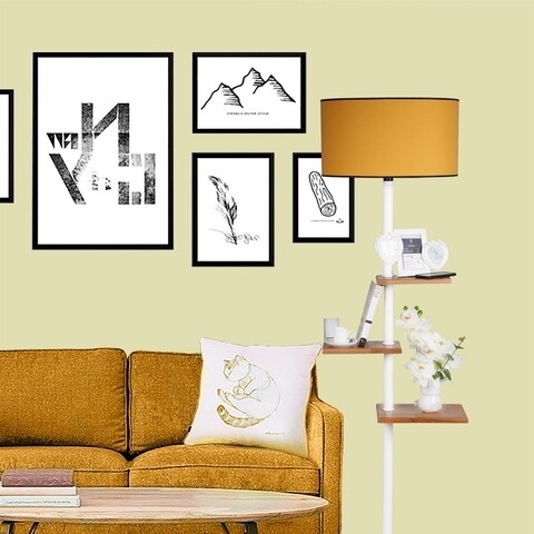 Lampadar cu 3 rafturi, luin, 8271-4, e27, 60 w, metal/lemn/textil