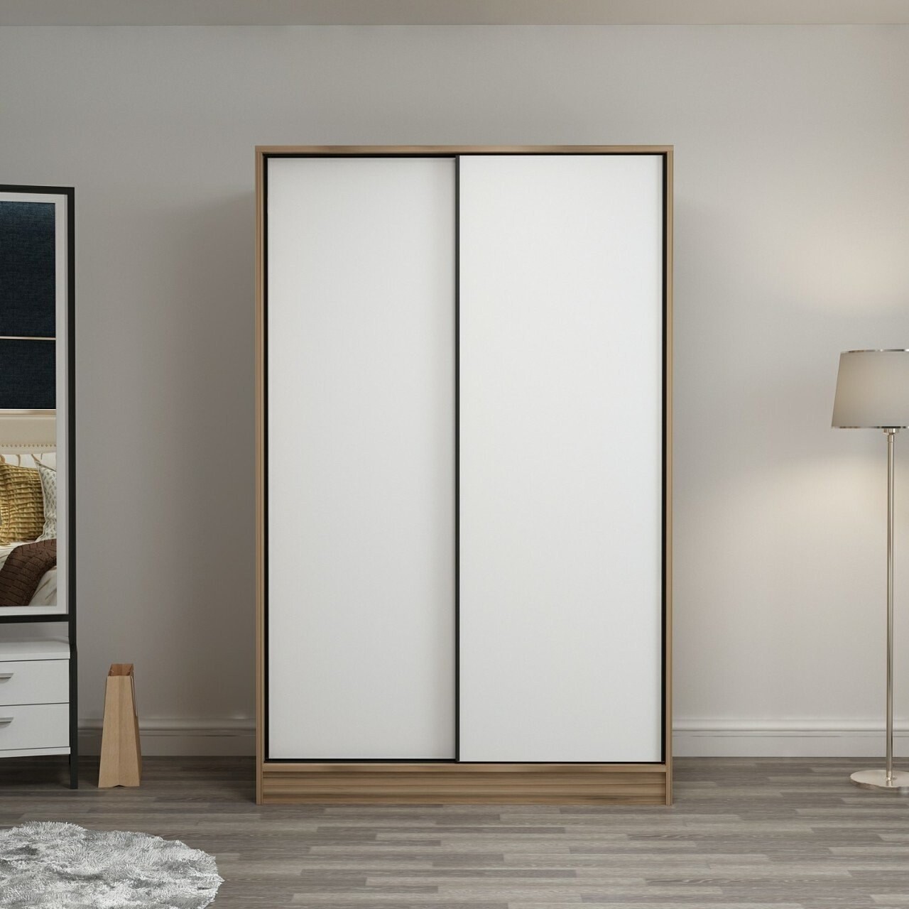 Dulap pentru haine, Minerva, Kale White Oak, 120x210x60 cm, PAL, Stejar alb - 1 | YEO