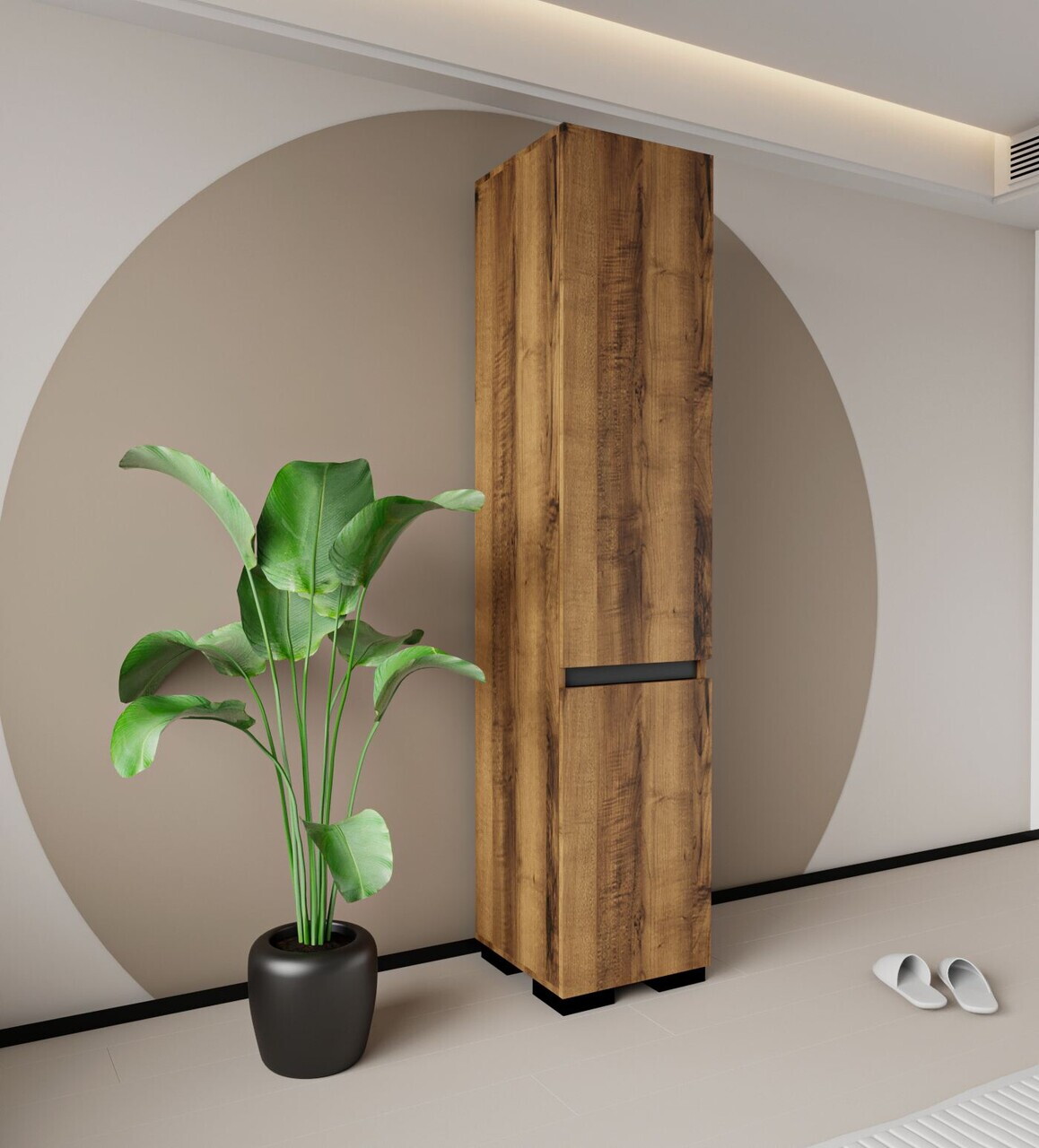Dulap multifunctional, Hanah Home, Floransa 45, 45x210x45 cm, PAL MELAMINAT, Nuc / Antracit — imaginea 2