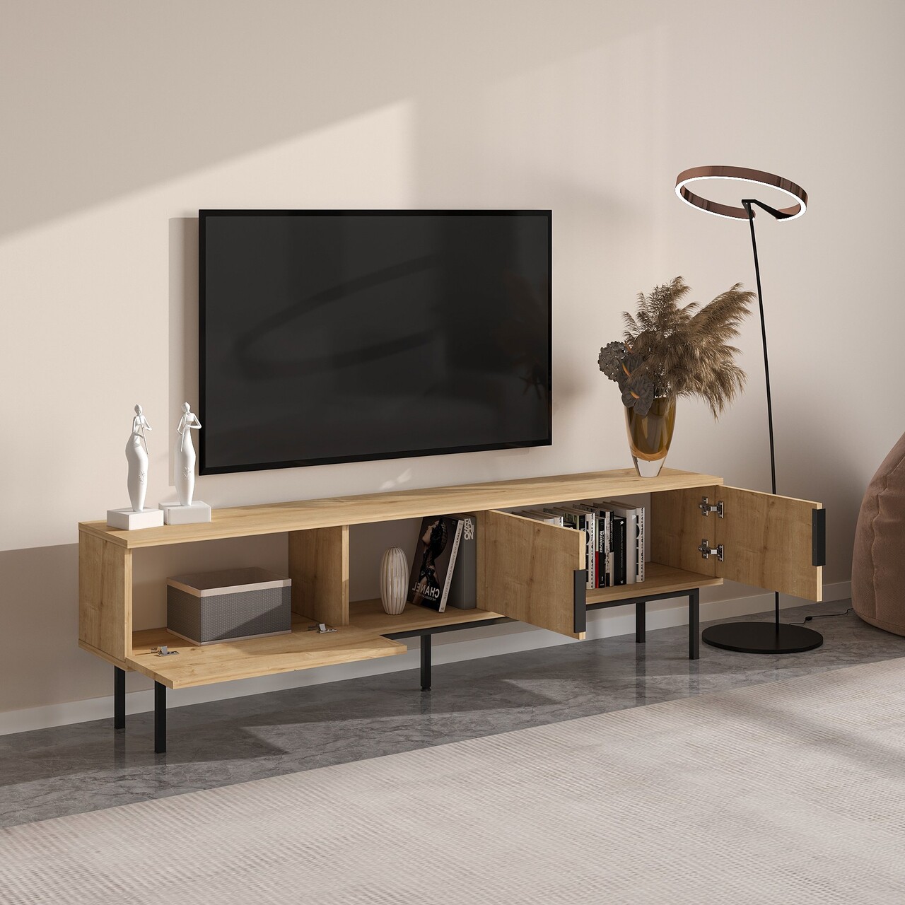 Comoda TV, Odessa, Ramsey, 180x50x29.6 cm, Maro - 2 | YEO