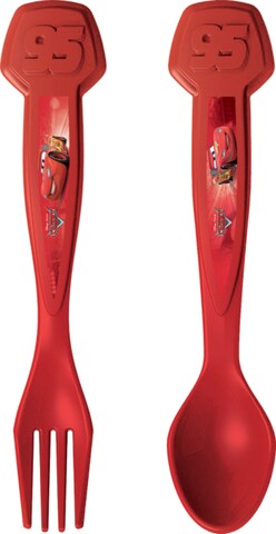 Set tacamuri 2 piese pentru copii Cars, Disney, plastic, rosu