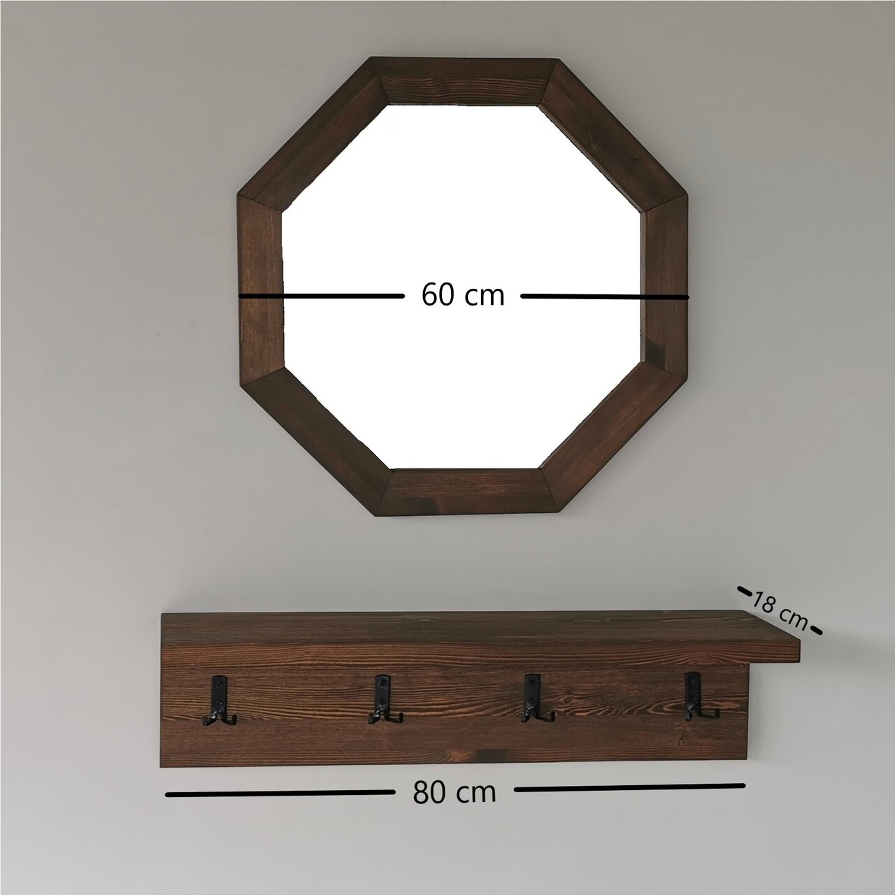 Set Oglinda Si Cuier V104, Neostill, 60 Cm/80 X 18 Cm, Walnut