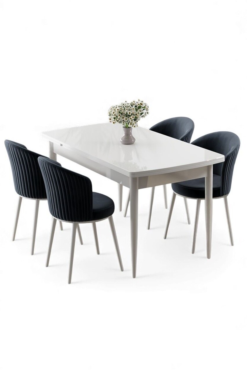 Set masa extensibila si scaune, Hanah Home, Asfel, Alb / Antracit - view 2