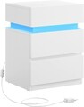 Noptiera 3 sertare si iluminare LED, Vasagle. 40x35x55 cm, MDF, alb