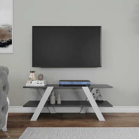 Comoda tv, kalune design, april, 120x45x33.1 cm, alb / antracit
