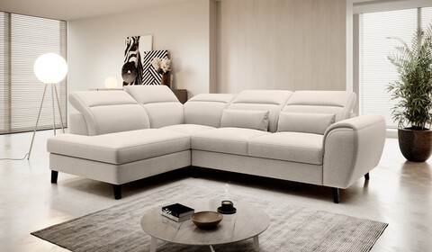 Coltar extensibil stanga 4 locuri ELTAP, LT-22IN, Noble, 255x201x100 cm, lemn/poliester, bej deschis