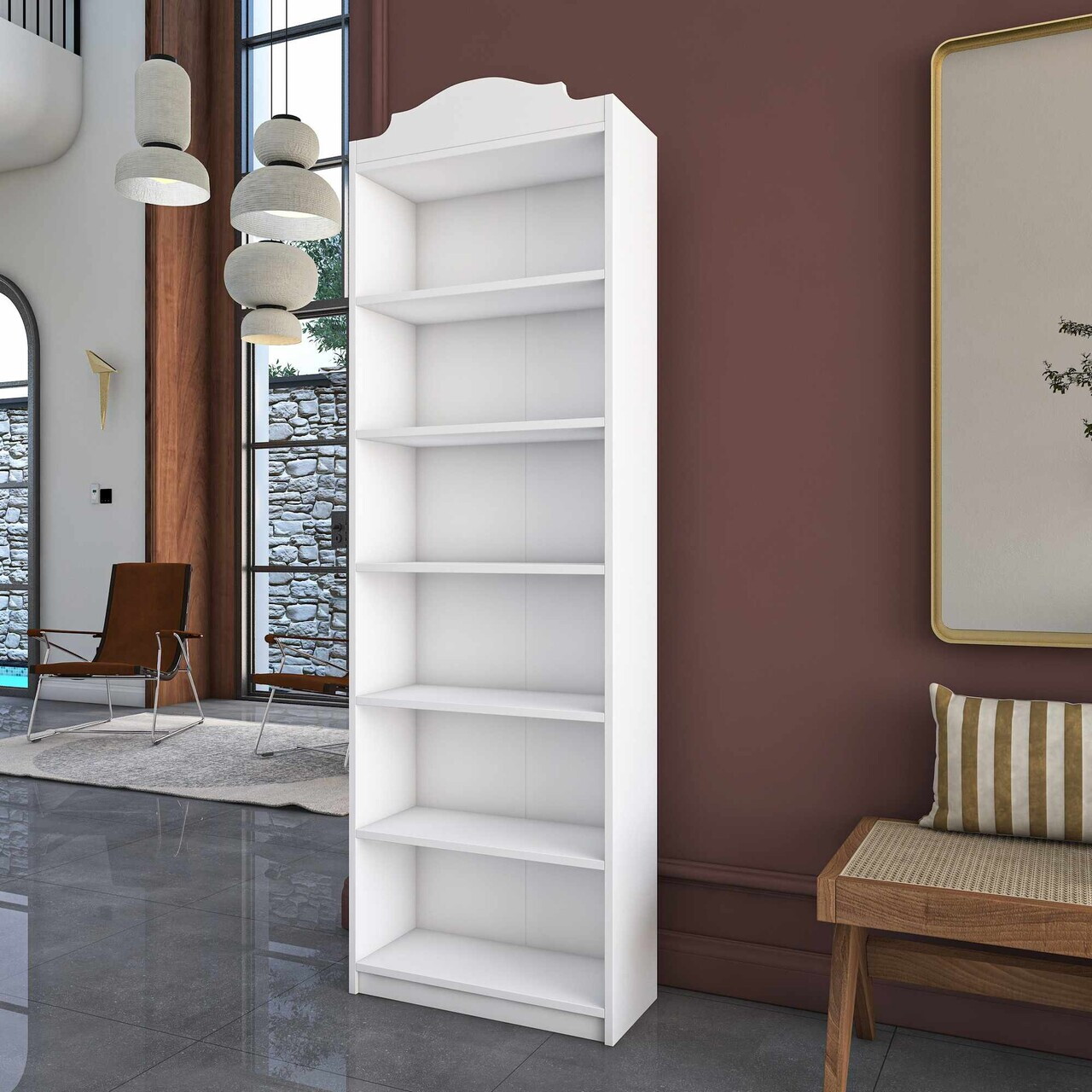 Corp biblioteca, Hanah Home, HC131, 60x187.8x25 cm, Alb — imaginea 5