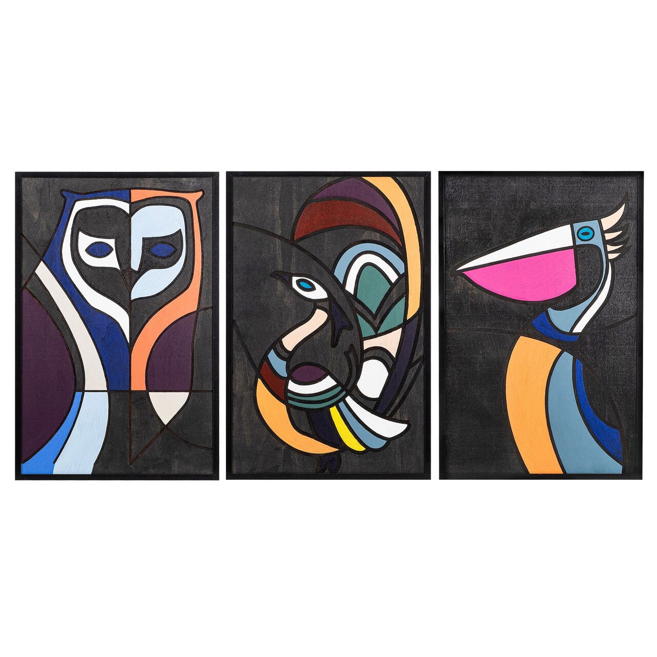 Decoratiune de perete, Forest World 1, 39 x 59 cm, 3 piese, Multicolor - view 2
